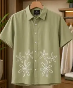 Men’s Premium Floral Embroidered Shirt | Stylish Casual Half Sleeve Shirt | Trendy Summer Fashion Wear