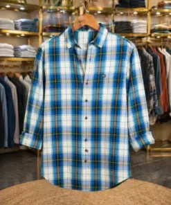 Men’s Premium Checkered Shirt – Stylish Blue Plaid Casual Wear