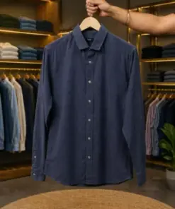 Men’s Premium Navy Blue Shirt – Full Sleeve Solid Casual Wear
