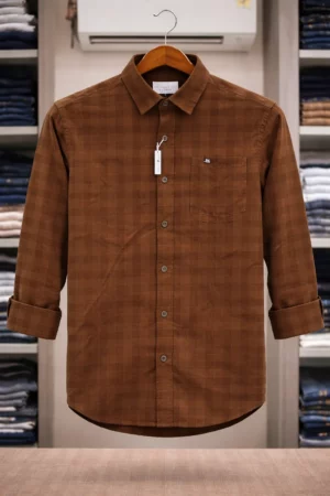 Men’s Premium Brown Checked Shirt – Half Sleeve Casual Wear