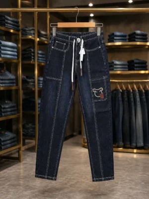 Men’s Daily Wear Denim Jeans – Black Blue Dark Wash Straight Fit