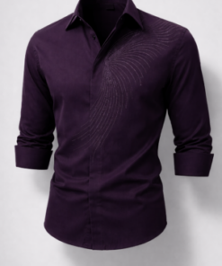 Men’s Premium Purple Party Wear Shirt – Stylish Embroidered Design