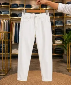 Men’s Premium Slim Fit Cotton Pants – Classic Off-White Casual Trousers