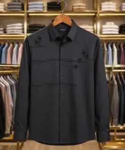 Men’s Premium Office Wear Shirt – Dark Grey Full Sleeve