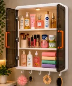 Premium Wall Mounted Bathroom Storage Cabinet with Hooks