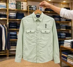 Men’s Trendy Olive Green Solid Shirt – Full Sleeve Smart Casual Wear
