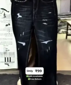 Dark Wash Distressed Straight Fit Jeans – Bold Street Style Edition