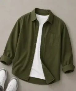 Men’s Casual Solid Cotton Shirt | Premium Full Sleeve Overshirt | Trendy Everyday Fashion