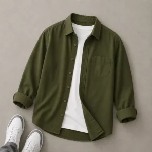 Men’s Casual Solid Cotton Shirt | Premium Full Sleeve Overshirt | Trendy Everyday Fashion