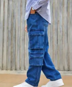 Blue Denim Cargo Jeans