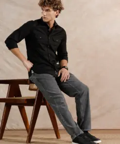 Classic Grey Washed Relaxed-Fit Jeans