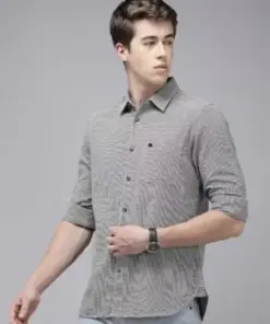 Classic Black & White Micro-Check Cotton Shirt – Smart Business Casual Trend
