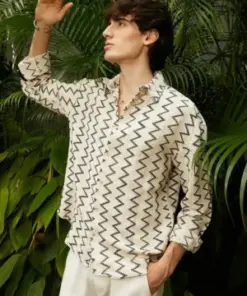 Sands of Manhattan – Luxe Zigzag Linen-Cotton Resort Shirt
