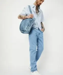 Blue Coastline – Premium Light Wash Straight Jeans