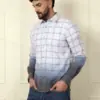 Men's Blue & Grey Ombre Checkered Casual Shirt