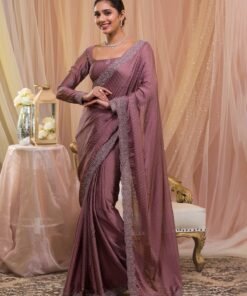 Lavender Stonework Crepe Designer Saree
