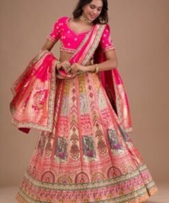Pink Zariwork Banarasi Readymade Lehenga