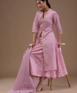 Mauve Zariwork Cotton Blend Readymade Salwar Suit