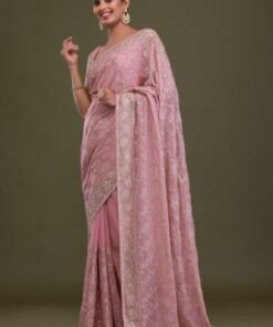 Pink Stonework Art Silk Designer Saree