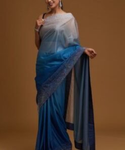 Royal Blue Threadwork Art Silk Designer Saree