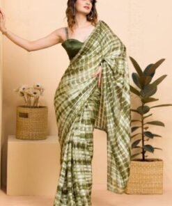 Teal Swarovski Georgette Designer Saree