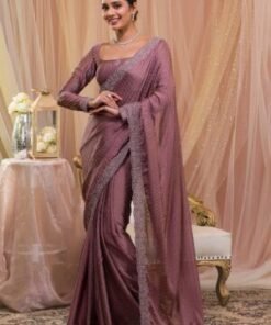 Peacock Blue Chiffon Designer Saree